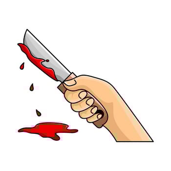 blood in knife with in hand illustration vector