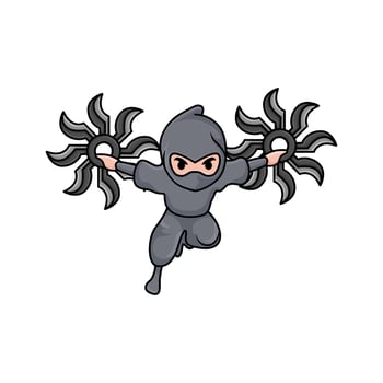 shuriken in hand ninja illustration vector