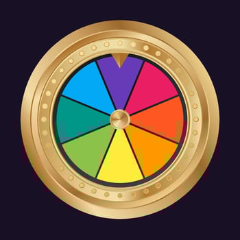 Multicolor realistic fortune wheel vector illustration. Lucky wheel casino