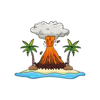 eruption in beach illustration vector