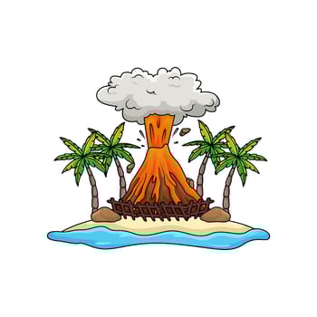 eruption in beach illustration vector