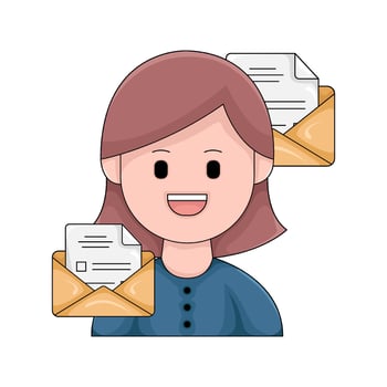 mail with women illustration vector