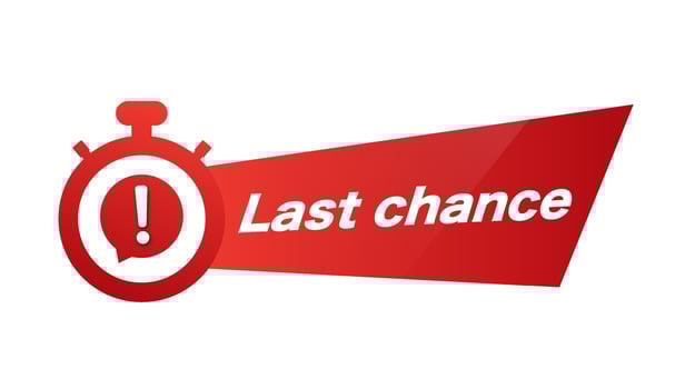 Red discount banner last chance. Promotion business message proposal for purchase advertising retail products and special vector sale