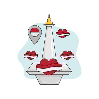 monas with love indonesia illustration vector