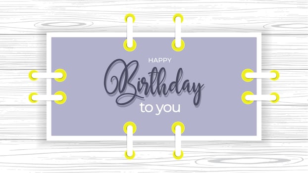 rectangle birthday banner with wooden ornaments vector