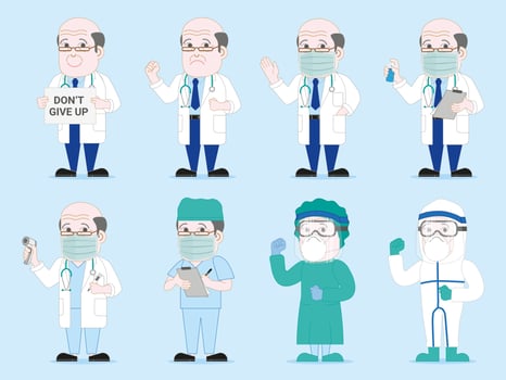 Senior doctor set vector