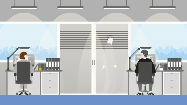 Office people lifestyle new normal is social distancing. vector