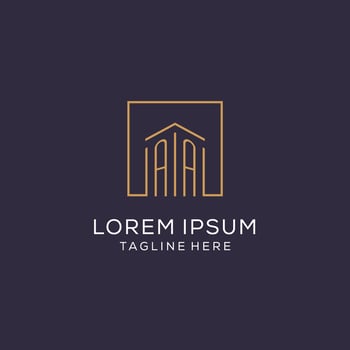 Initial AA logo with square lines, luxury and elegant real estate logo design vector
