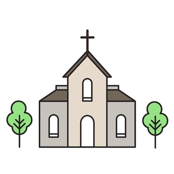Design illustration church building symbol outline vector