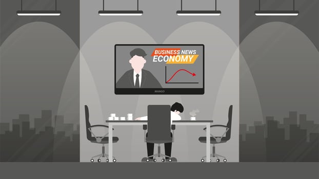 Business downturn. Tired office man vector