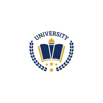 University logo design vector template, book and torch fire icon, education logo vector template