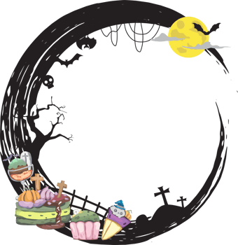 Halloween scary frame on transparent background. png