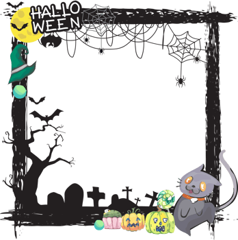 Halloween scary frame on transparent background. png