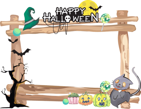 Halloween scary frame on transparent background. png