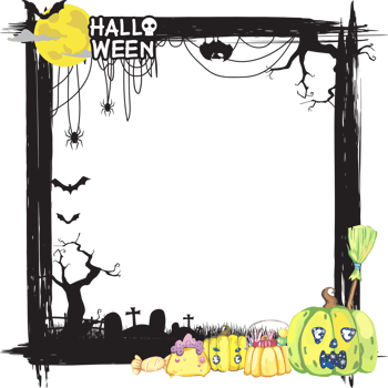 Halloween scary frame on transparent background. png