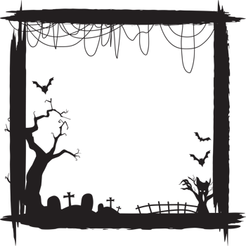 Silhouettes halloween scary frame. png