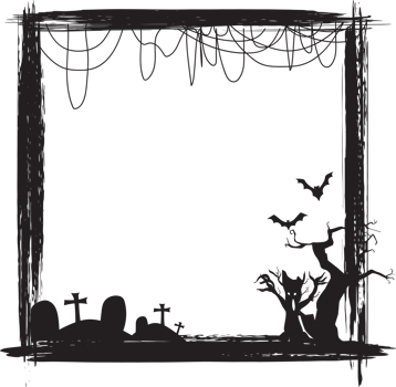 Silhouettes halloween scary frame. png