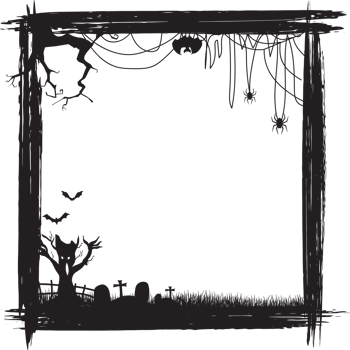 Silhouette halloween scary frame. png