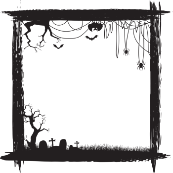 Silhouettes halloween scary frame. png