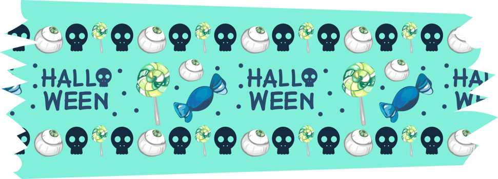 Halloween washi tape on transparent background. png