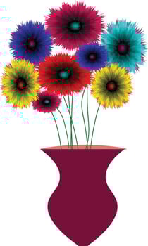 colorful flower vas with beautiful flowers vector