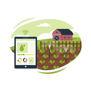 Smart farm irrigation concept vector