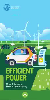 Refueling an electric car. alternative Renewable energy use. Windmills. environmental sustainable banner vector