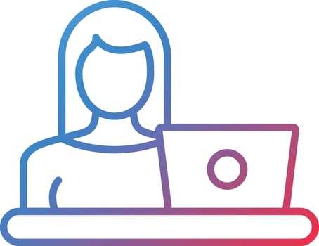 Woman Using Laptop Vector Icon