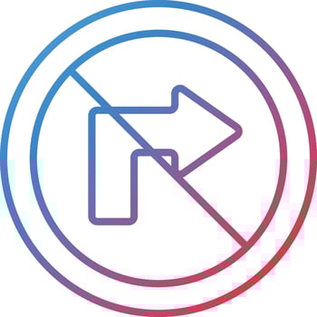 No Right Turn Vector Icon