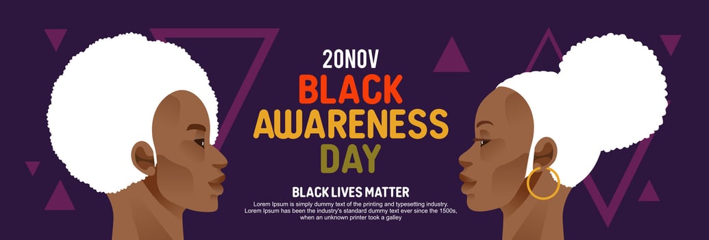 Black Lives Matter. Man and woman face to face, American citizens and a slogan. Black citizens are fighting for social equality, against racism, violence, poster banner vector