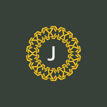 letter J medallion emblem initial circle badge logo vector