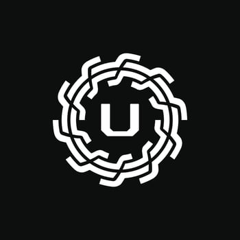 elegant and premium initial letter U symmetrical technology floral logo vector