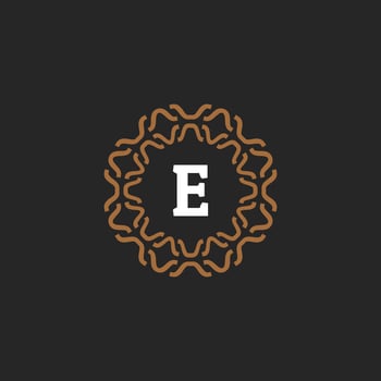 Initial letter E ornamental border circle frame logo vector