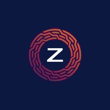 Modern tech circle emblem letter Z frame logo vector