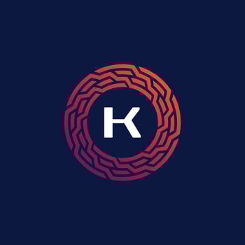Modern tech circle emblem letter K frame logo vector
