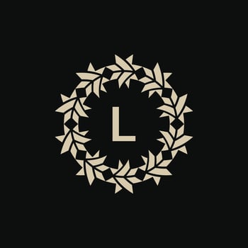 Initial letter L ornamental border circle frame logo vector