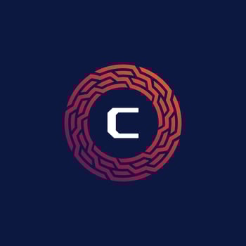 Modern tech circle emblem letter C frame logo vector
