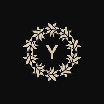 Initial letter Y ornamental border circle frame logo vector