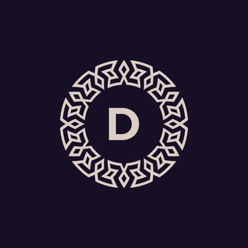 logo initials letter D. elegant and modern circle emblem. ornamental monogram emblem vector
