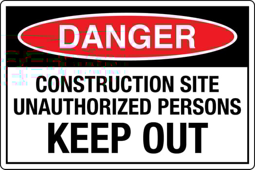 OSHA standards symbols registered workplace safety sign danger caution warning CONSTRUCTION SITE UNAUTHORIZED PERSONS KEEP OUT vector