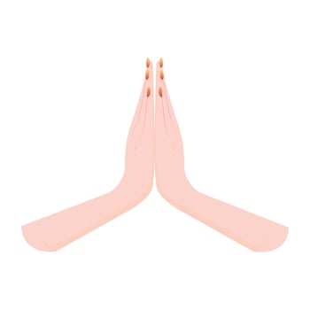 Vector human hands folded in prayer hand pray symbol isolated on white background
