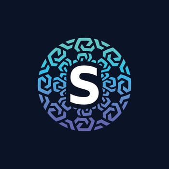 modern and bold initial letter S alphabet technology connection circle emblem logo vector