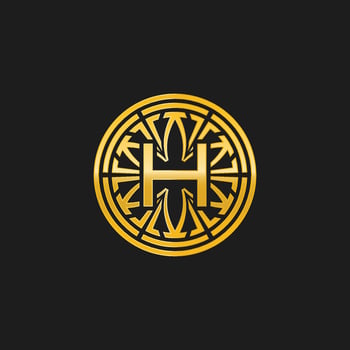 letter H medallion emblem initial circle badge logo vector