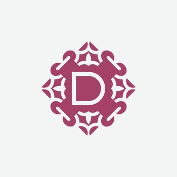 elegant initial letter D abstract ornament square emblem logo vector