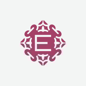 elegant initial letter E abstract ornament square emblem logo vector