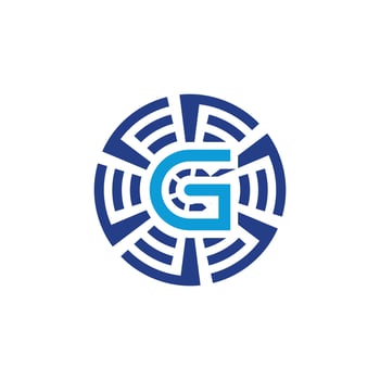 Initial letter G circular technology emblem logo vector