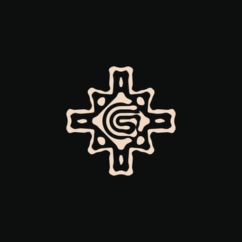 Initial letter G logo. unique tribe ethnic ornament ancient emblem vector
