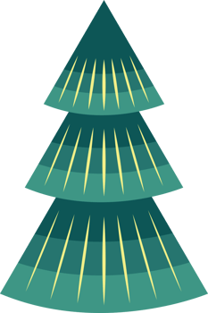 Stylized, decorative Christmas tree. PNG Christmas tree with transparent background