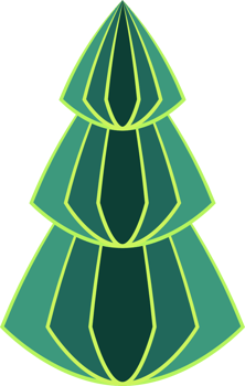 Stylized, decorative Christmas tree. PNG Christmas tree with transparent background