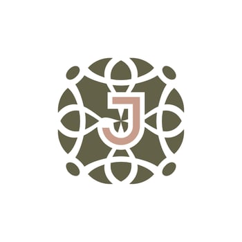 Initial letter J ornamental elegant pattern emblem frame logo vector